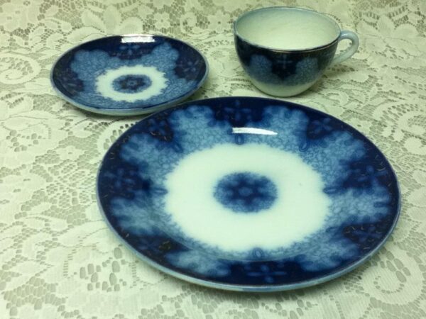 Antique, 3-pc Set, Made in Germany Flow Blue , Plate, Cup and Saucer