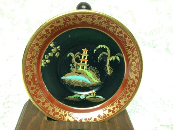 1894-1920s Carlton Ware England Polychrome Gaudy Blue Willow 4in Demi Saucer