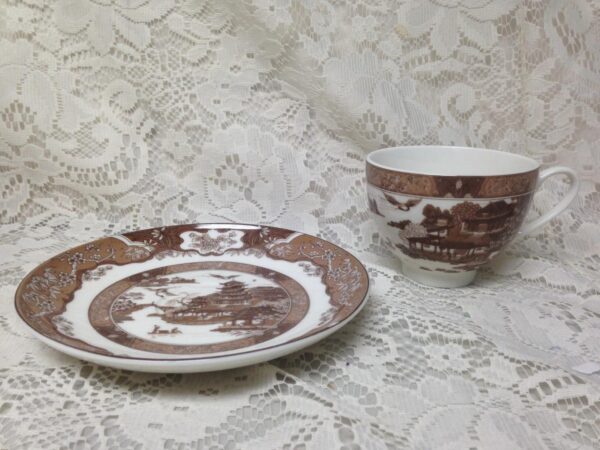 Rare, Quality, Gracie China, Variant, Old Canton Brown Willow, Cup and Saucer