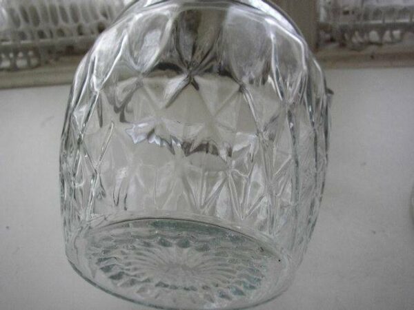 Vintage, Art Deco, 10in x 11.5in x 6.5in Glass Biscuit Jar with Chrome Handle