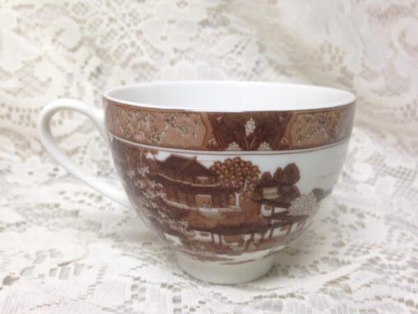 Rare, Quality, Gracie China, Variant, Old Canton Brown Willow, Cup and Saucer