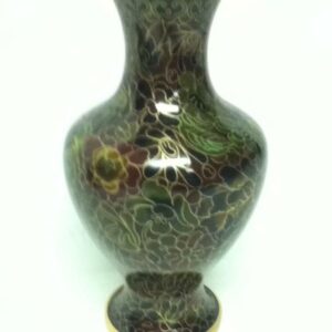 Vintage, Beautiful, 7.5in x 4in Floral Cloissone’ over Brass Vase