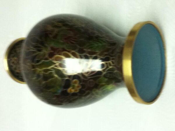 Vintage, Beautiful, 7.5in x 4in Floral Cloissone’ over Brass Vase