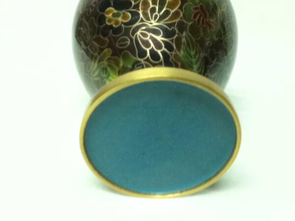 Vintage, Beautiful, 7.5in x 4in Floral Cloissone’ over Brass Vase