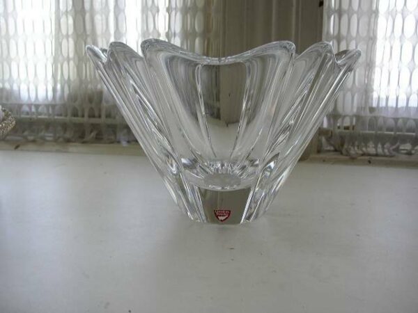 Vintage, Orrefors of Sweden, Large 6in x 8in Floral Glass Vase