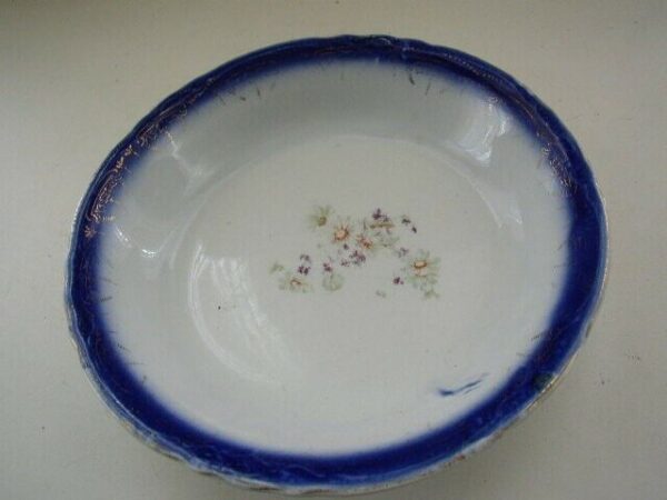 Antique, La Francaise Flow Blue, Floral Deep Dish or Bowl