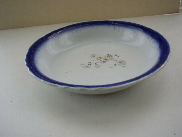 Antique, La Francaise Flow Blue, Floral Deep Dish or Bowl