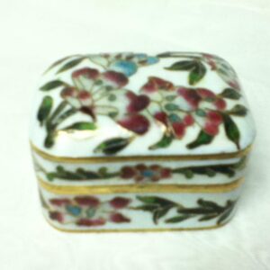 Vintage, Elegant, Cloissone Rectangular Hinged Trinket Box 2in x 1.5in x 1.5in