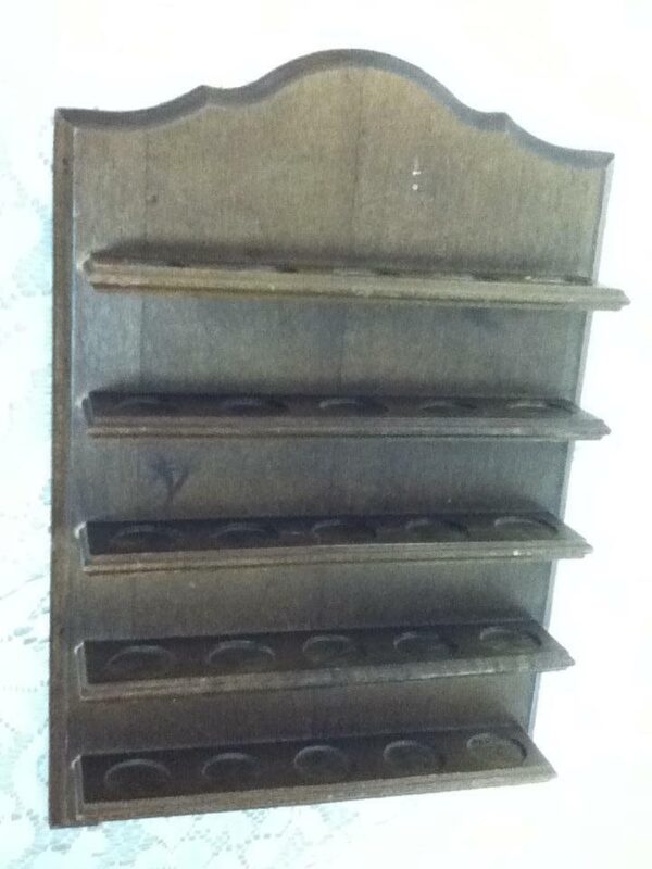 Vintage, 25 Slots of Wooden Display Shelves for Miniatures 12in x 7.5in x 1.5in