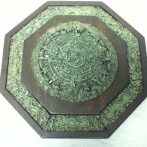 Vintage, 13in x 13in, 8-sided, Green Mexican Mayan Calendar