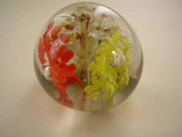 Multi-colored Bubble Burst Glass Paperweight