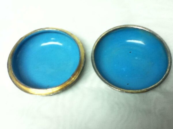 Vintage, Elegant, Enamel, Cloissone Style Round Trinket Box 2.5in x 1.5in