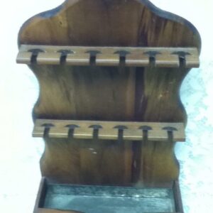 Vintage, Wooden 12-pc Spoon Rack with Drip Pan 15in x 9in x 3in