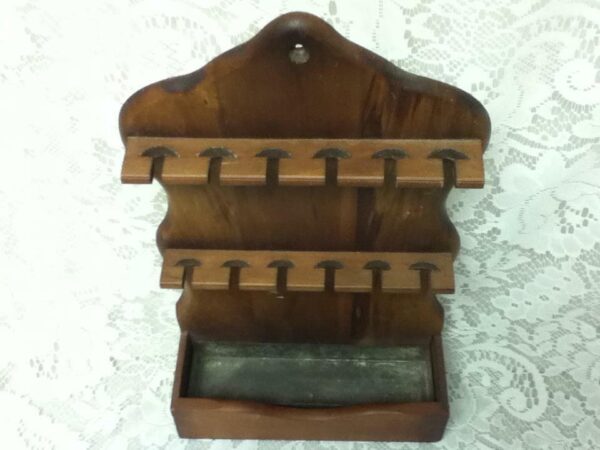 Vintage, Wooden 12-pc Spoon Rack with Drip Pan 15in x 9in x 3in