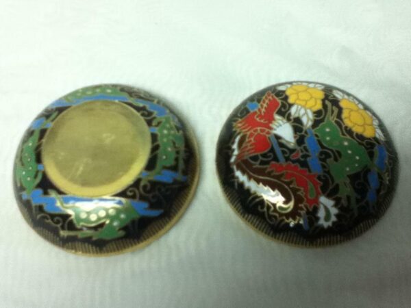 Vintage, Elegant, Cloissone Round Trinket or Powder Box 1in x 2.5in