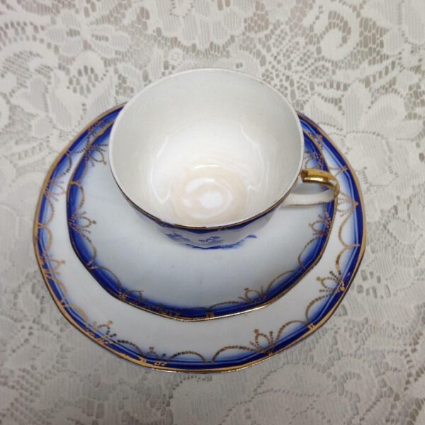 Vintage, Limoges USA Flow Blue Willow Trio Tea Set (#1)