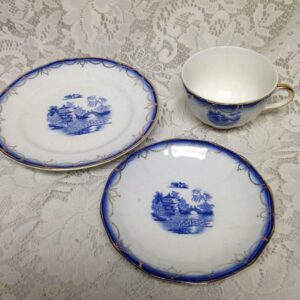 Vintage, Limoges USA Flow Blue Willow Trio Tea Set (#3)