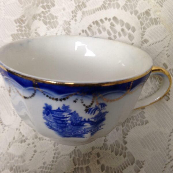 Vintage, Limoges USA Flow Blue Willow Trio Tea Set (#3)