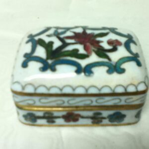 Vintage Elegant Cloissone Rectangular Hinged Trinket Box 2in x 1.5in x 1.5in (B)