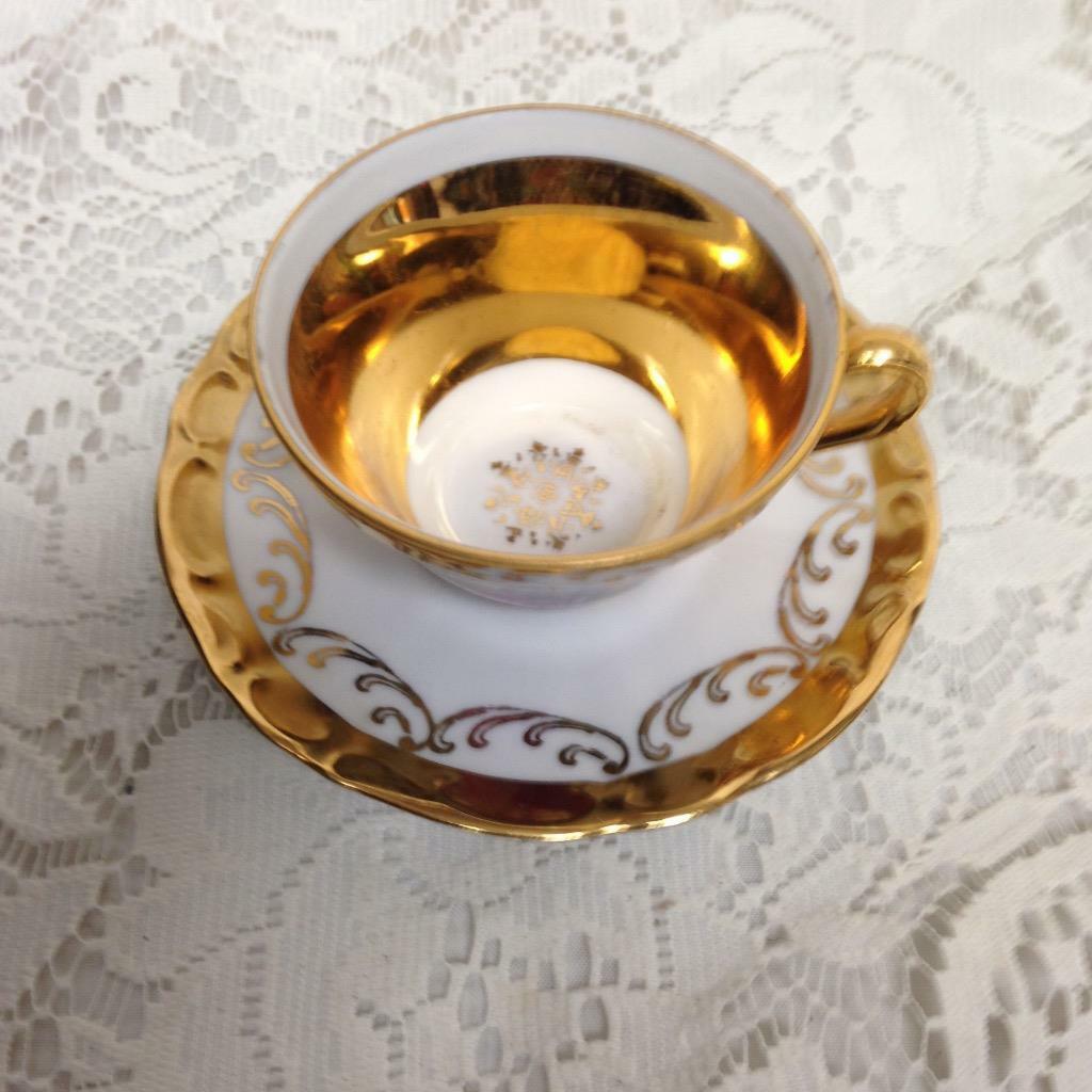 Vintage Rare, Gloria, Germany, Gilded 2pc Cups and Saucers