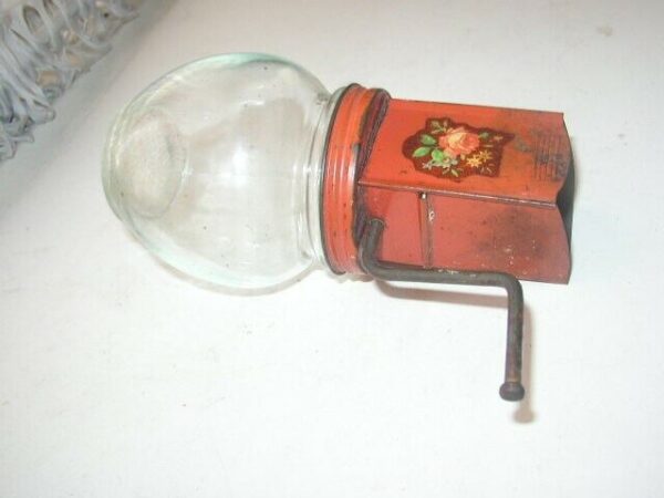 Vintage, Rare, Glass-Tin Floral Food Grinder
