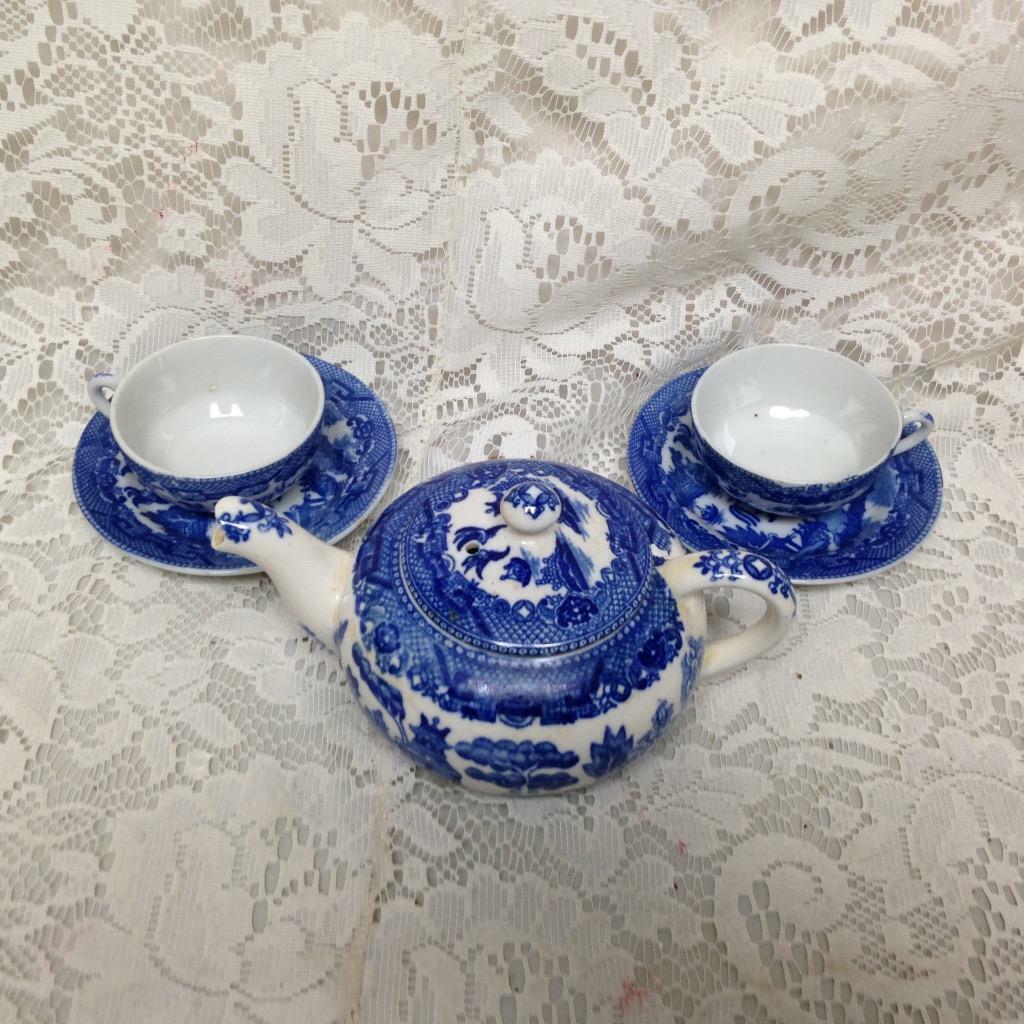 1930-40s, Rare, Japan, Blue Willow 6pc Cosy Tea Set