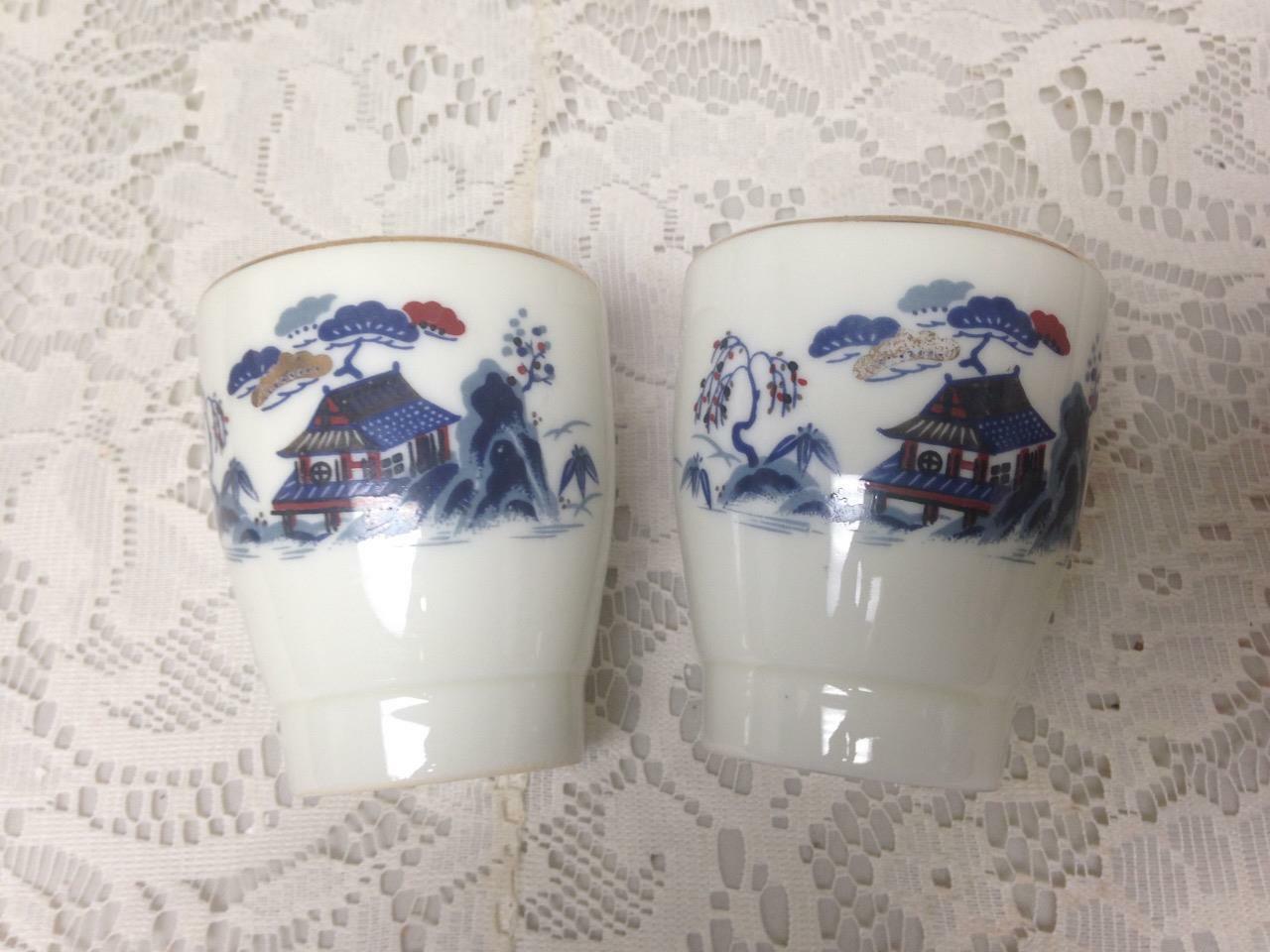 Vintage, 2-pc Gaudy Blue Willow Tumbler 3in H x 2.5in W