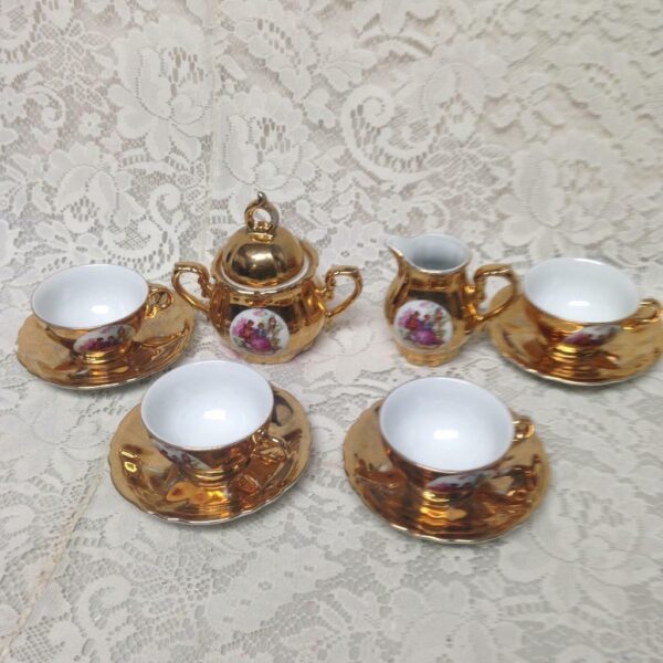 Vintage Rare, Fragonard Gilded 11pc Tea Set