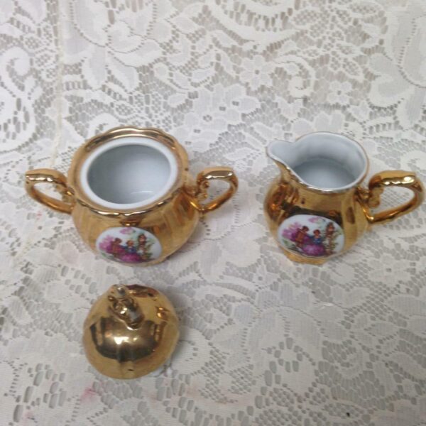 Vintage Rare, Fragonard Gilded 11pc Tea Set