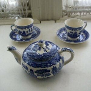 Vintage, 6-pc Blue Willow Demitasse Tea Set