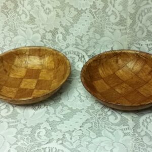 Vintage, Weavewood, 2pc Wooden Serving Bowls 8in x 2in