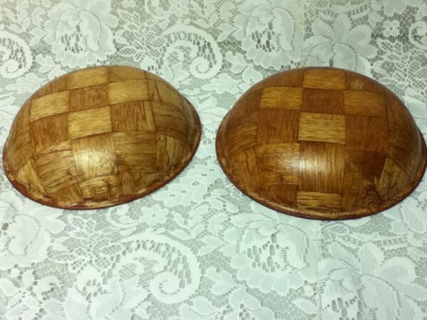 Vintage, Weavewood, 2pc Wooden Serving Bowls 8in x 2in