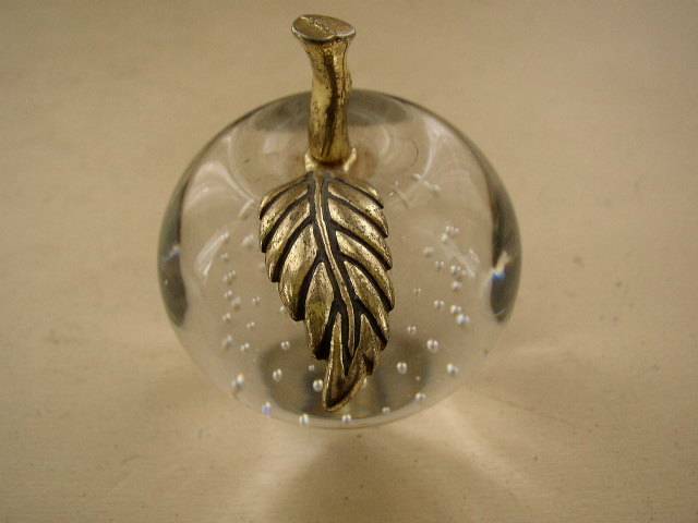 Vintage, Bubbled Glass Apple Paperweight