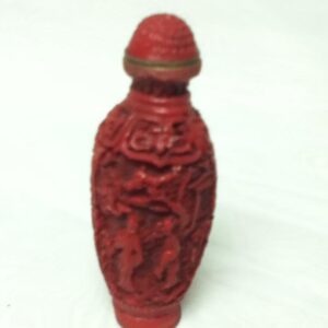 Vintage, 2pc Coral, Cinnabar Snuff Bottle 3.5in x 1.5in