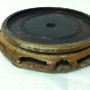 Antique, Beautiful, 5in D, Brown Carved Wood Vase Stand