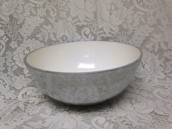 Vintage, Wallace 3pc Set Hammered Pewter - Porcelain Bowl