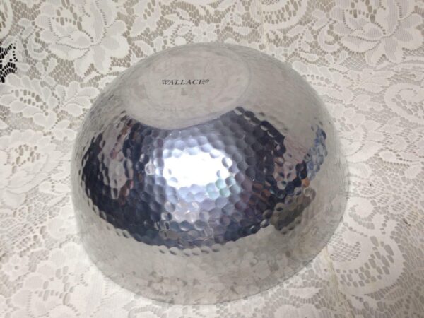 Vintage, Wallace 3pc Set Hammered Pewter - Porcelain Bowl