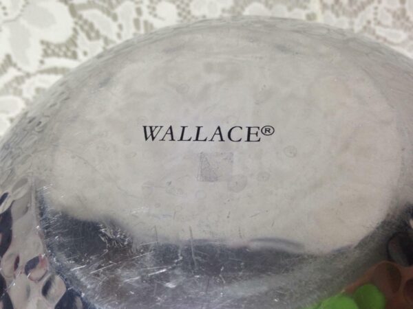 Vintage, Wallace 3pc Set Hammered Pewter - Porcelain Bowl