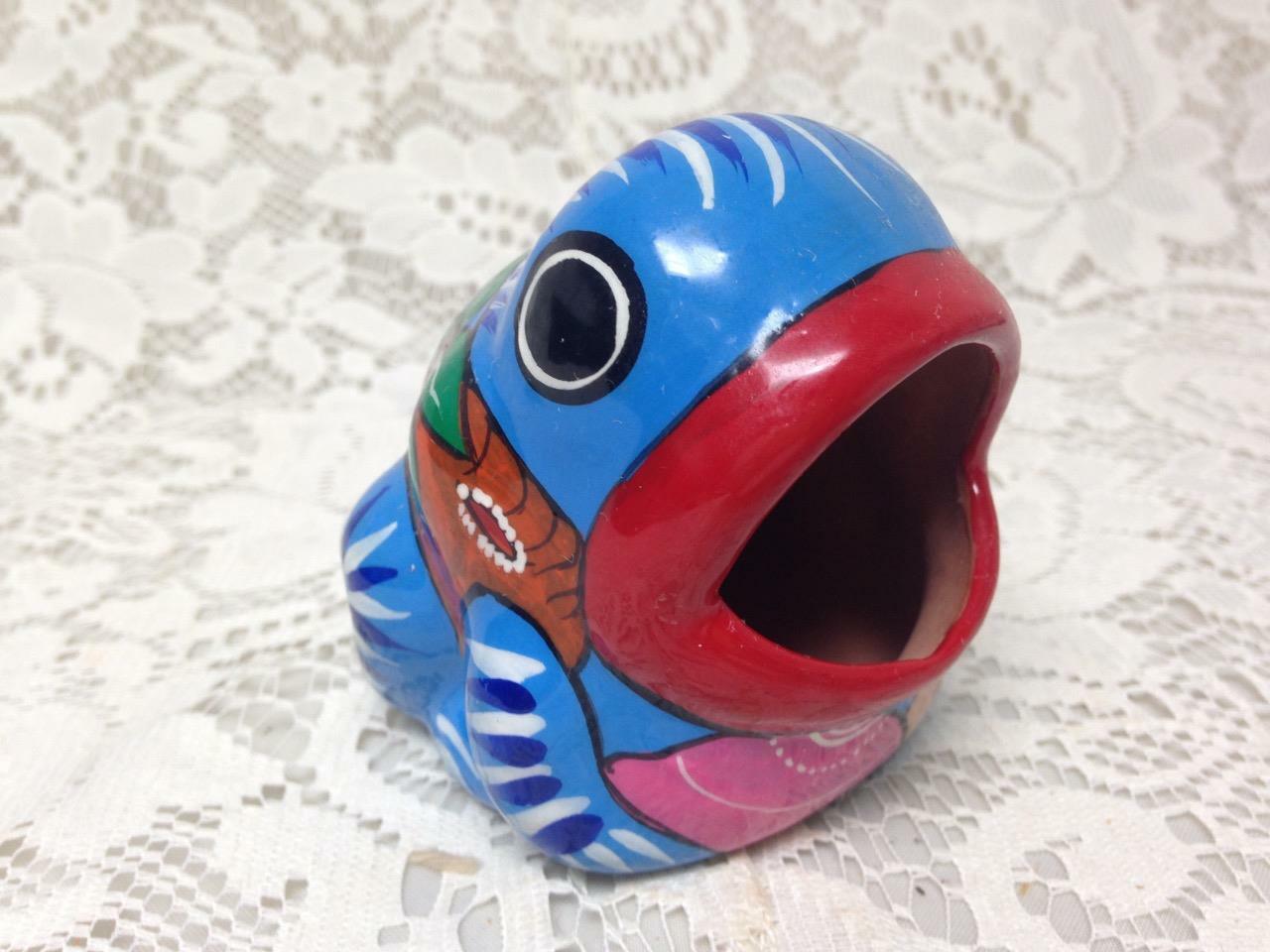 Vintage, Mexico, Blue Frog Ashtray 3in x 3in x 3in