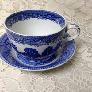 Antique, Rare, Ridgway Blue Willow 2pc Cup and Dessert Bowl