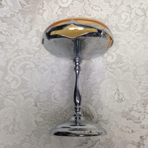 Vintage, Art Deco Farber Bros. Chrome Stemmed Dessert or Sweet Dish 8in x 5.5in