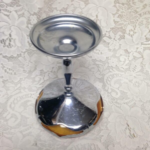 Vintage, Art Deco Farber Bros. Chrome Stemmed Dessert or Sweet Dish 8in x 5.5in