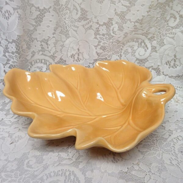 Vintage, Yellow Ceramic Leaf Centerpiece Tray 12.5in x 11in x 3.5in