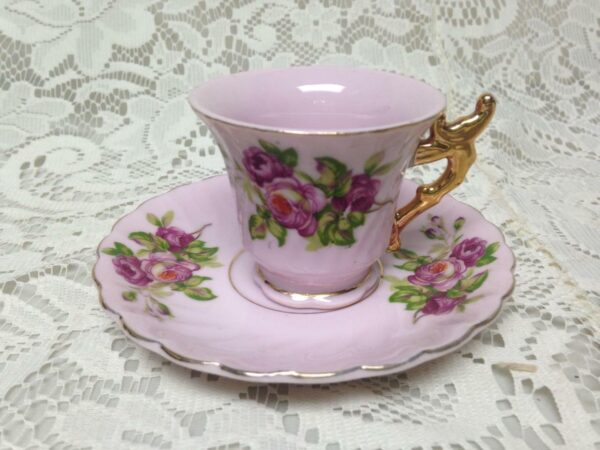 Vintage, Pink Roses Cup and Saucer