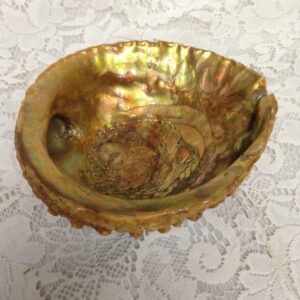 Vintage, Abalone Shell Footed, Nut or Sweet Bowl 6in L x 5.5in W x 2.5in H