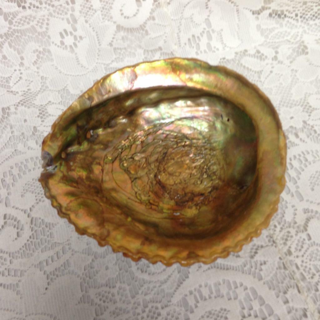 Vintage, Abalone Shell Footed, Nut or Sweet Bowl 6in L x 5.5in W x 2.5in H