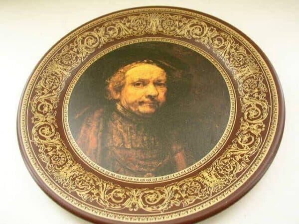 Vintage, 1974 Ohio Art, 10in Plat, Self Portrait-Rembrandt Van Rijn (1606-1669)