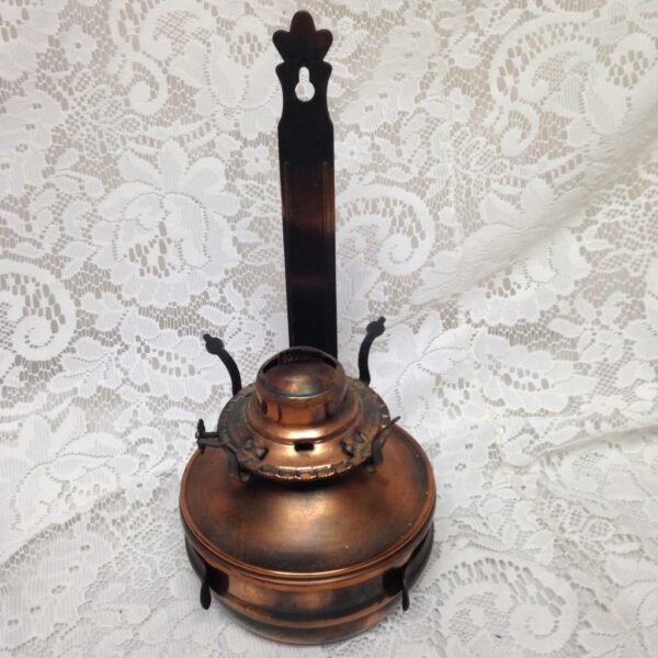 Vintage, Rare, Beautiful 4-pc Blue Willow-Copper Oil Lamp/ Reflector 10in x 6in