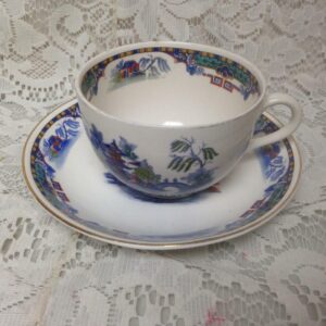 Vintage, Rare, England,Variant, Gaudy Blue Willow Cup and Saucer (d)