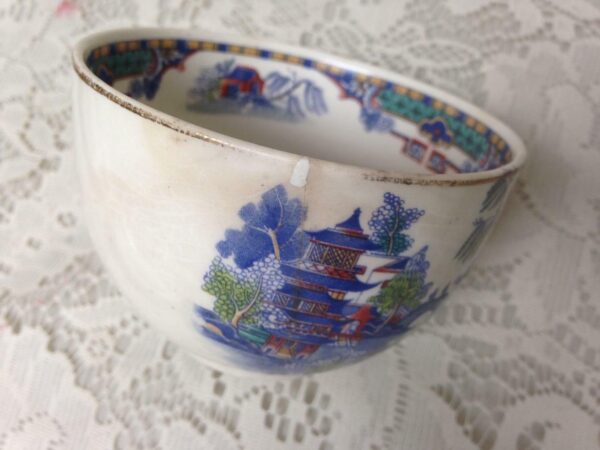 Vintage, Rare, England,Variant, Gaudy Blue Willow Cup and Saucer (d)